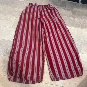 AMERICAN EAGLE WOMENS BURGUNDY RED PULL ON WIDE LEG PANTS MEDIUM
